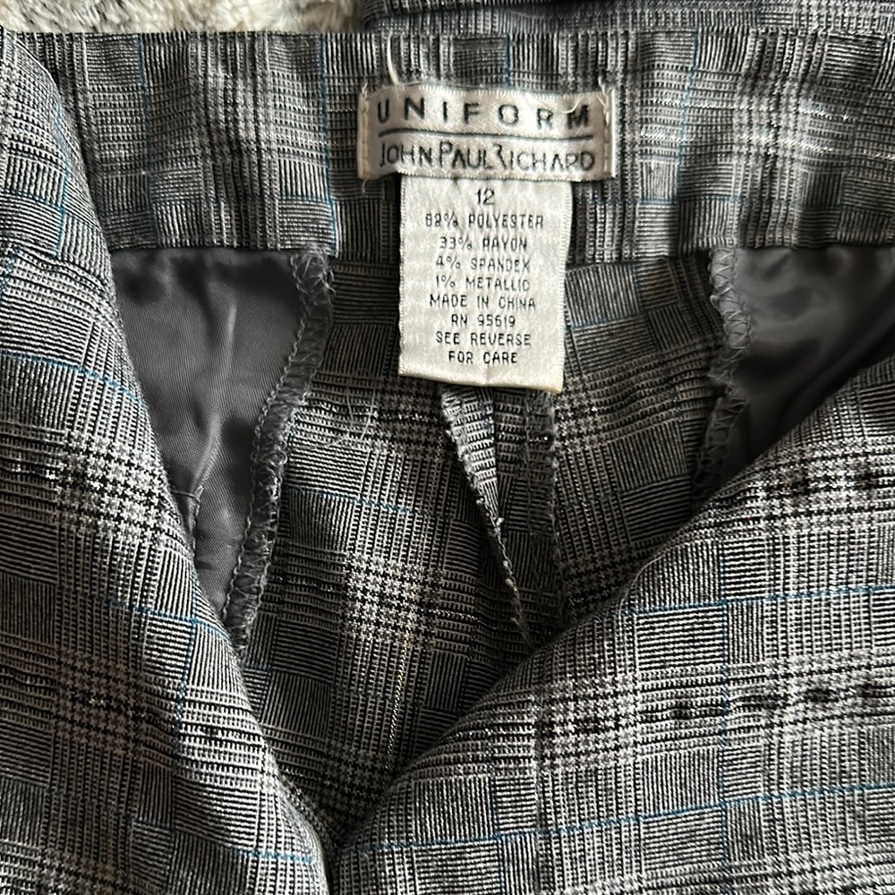 JohnPaulRichard Classic Black and Gray Plaid Trousers